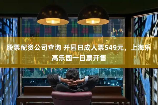 股票配资公司查询 开园日成人票549元，上海乐高乐园一日票开售