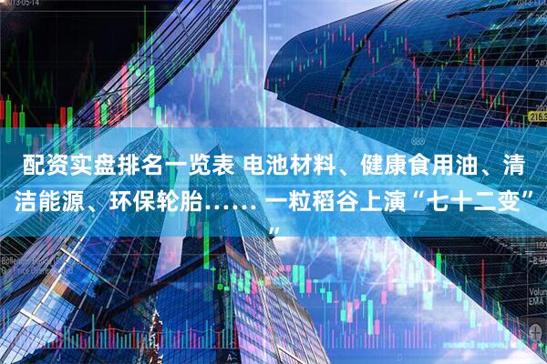 配资实盘排名一览表 电池材料、健康食用油、清洁能源、环保轮胎…… 一粒稻谷上演“七十二变”